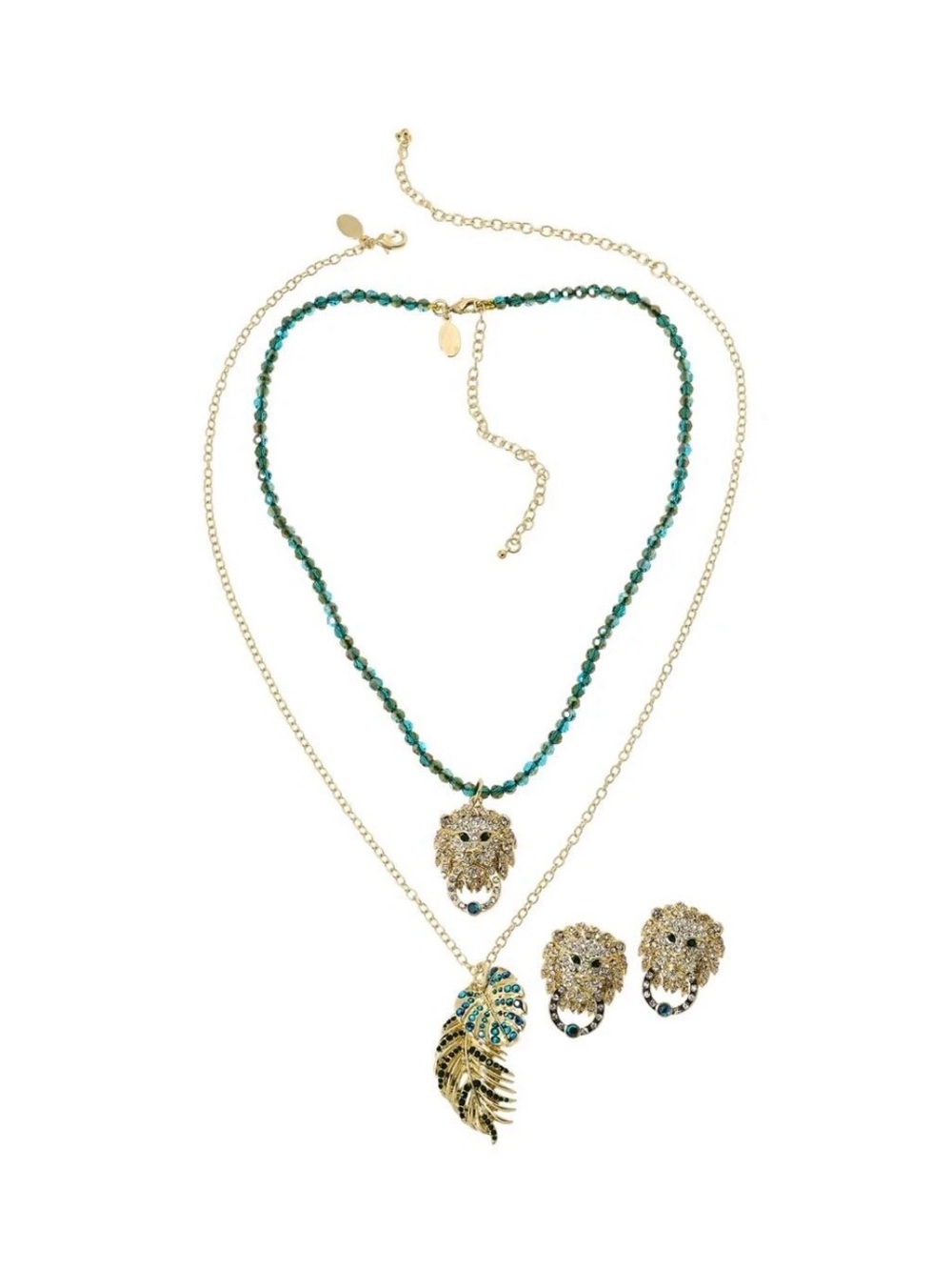 HEIDI DAUS Anniversary Collection 3pc Necklace & Earrings Set - Lion/Palm - NWT